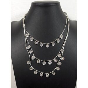 Cato Silver Tone Round Disc Charm Layered Necklace Coastal Prep 17 in